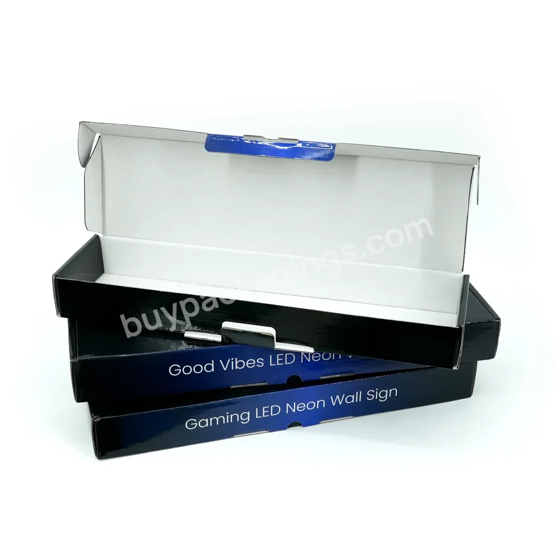 Custom Logo Glossy Black Small Rectangle Shipping Cardboard Packaging Boxes