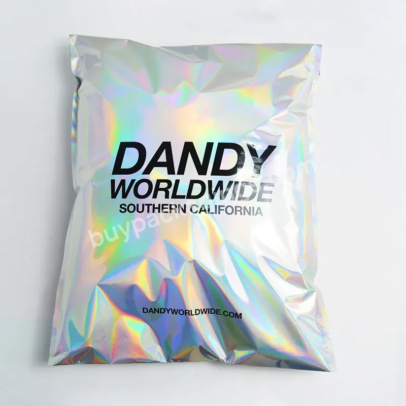 Custom Logo Glossy Glitter Envelopes Mailing Rainbow Metallic Aluminum Foil Clothing Shipping Bags Holographic Poly Mailers - Buy Holographic Poly Mailers,Holographic Poly Mailer Glitter Mailing Shipping Bags Metallic Rainbow Foil Self-sealing Mylar