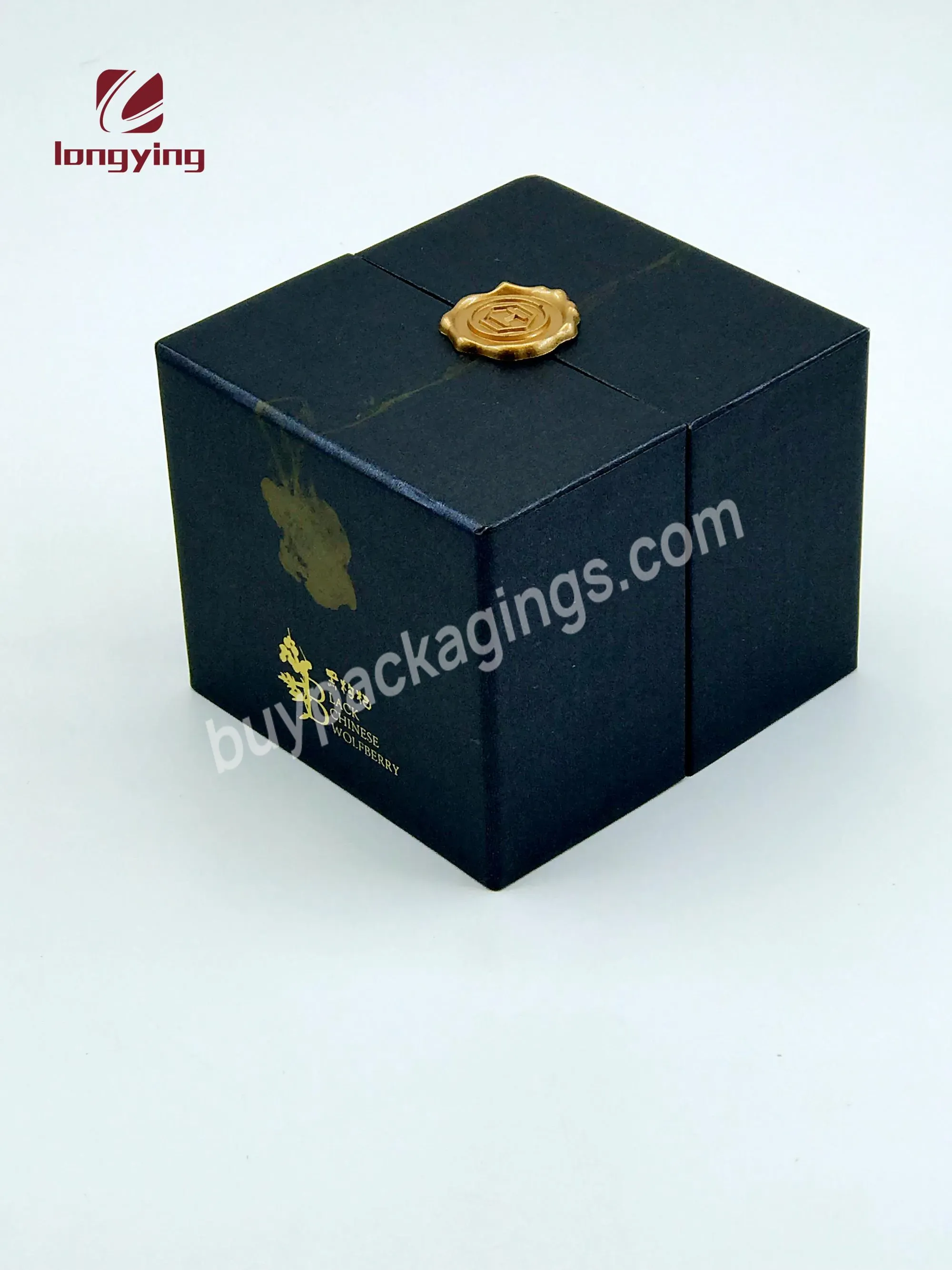 Custom Logo Golden Luxury Double Doors Flip Black Cardboard Boxes With Royal Honey Candles Glass Bottle For Gift Box Packaging