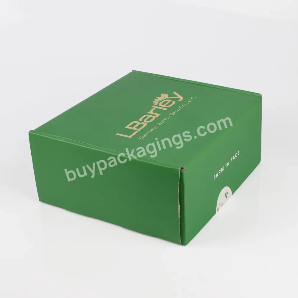 Custom Logo Green Corrugated Rigid Cosmetic Packaging Shipping Mailer Box