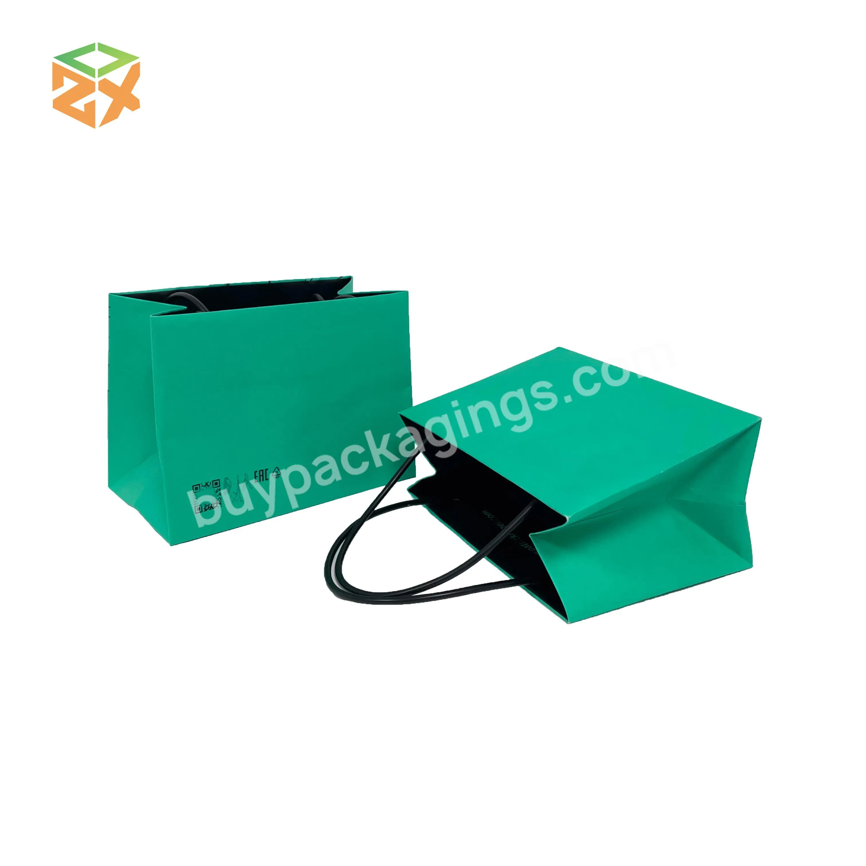 Custom logo green custom printed gift paper shopping bags kraft craft paper bag with handles