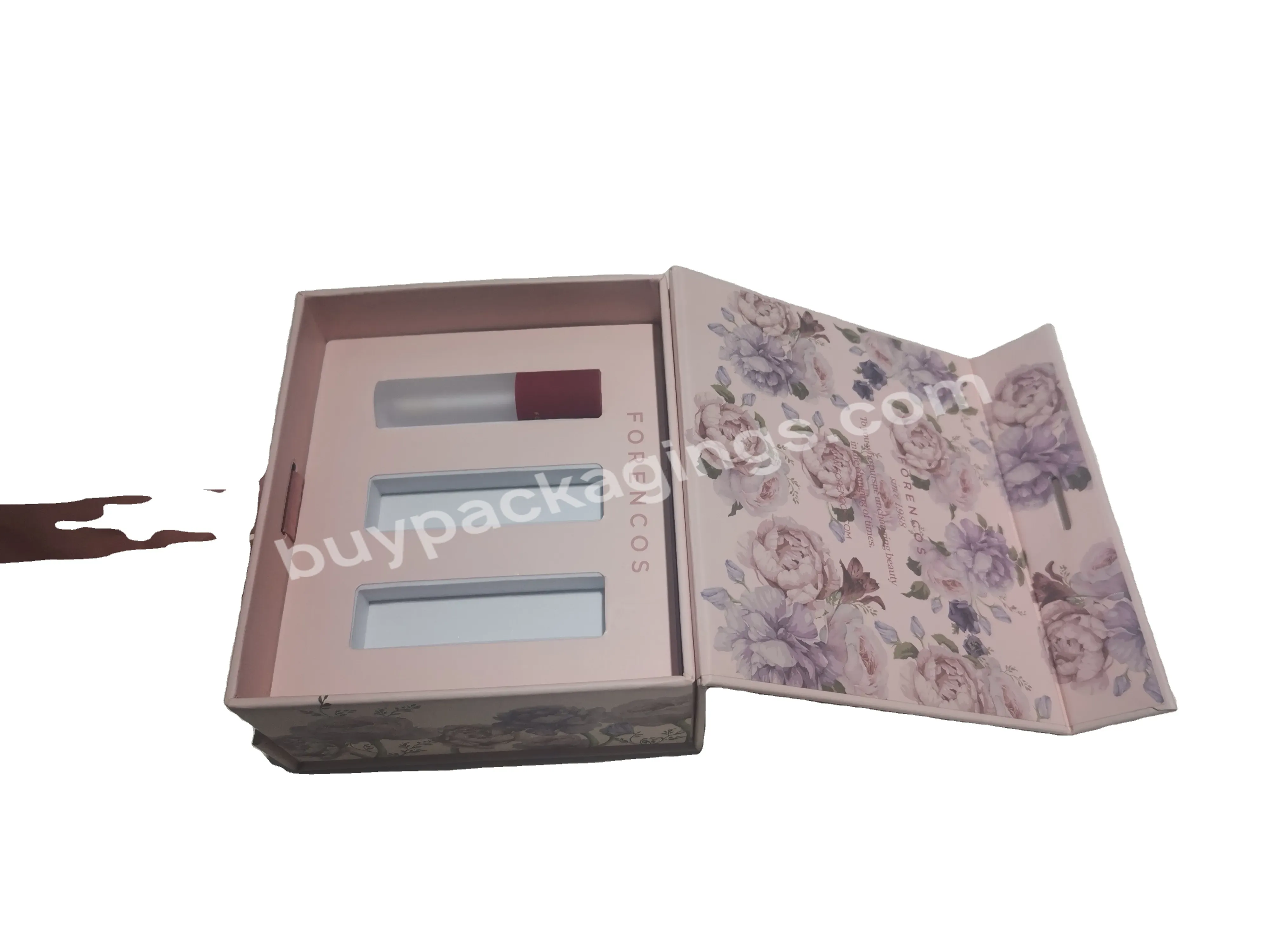 Custom Logo Handmade Paper Gift Boxes For Nail Polish Packaging Ribbon Closure Magnetic Box With Eva Insert