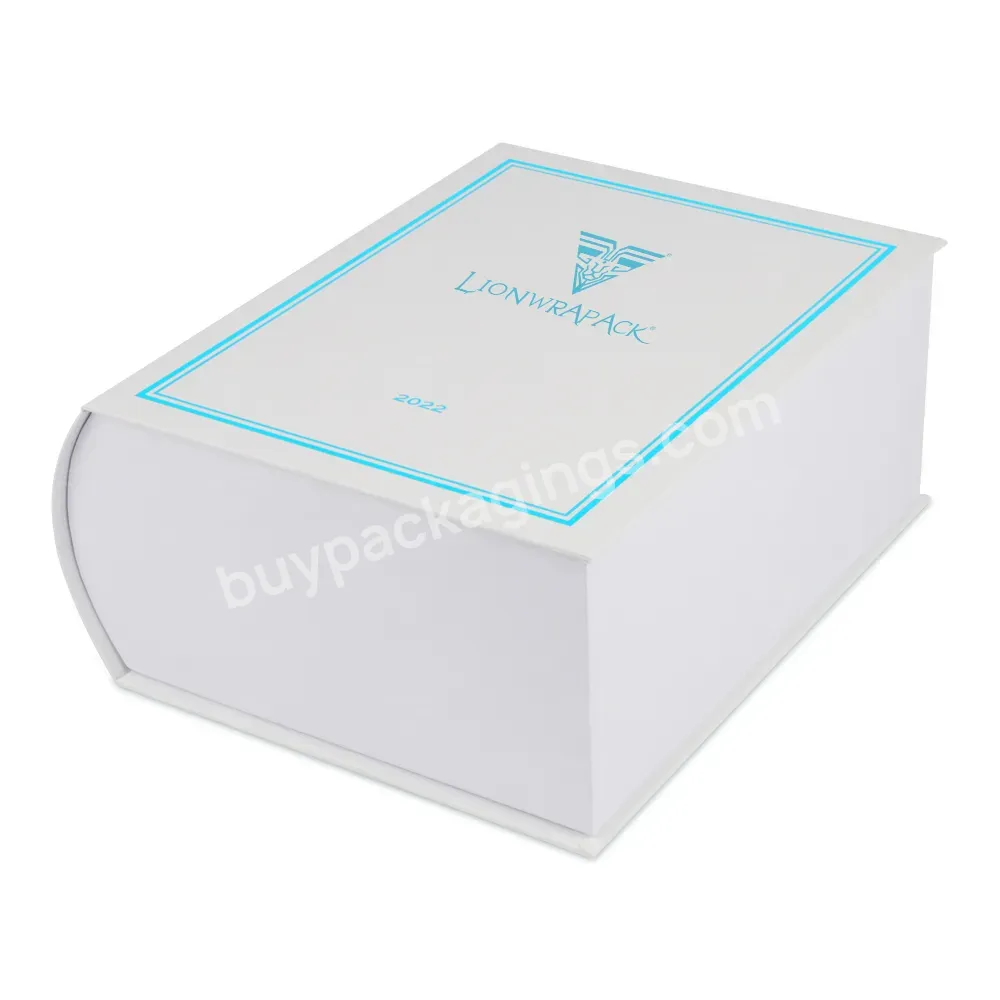 Custom Logo High Quality Empty Big White Book Shape Magnetic Gift Box