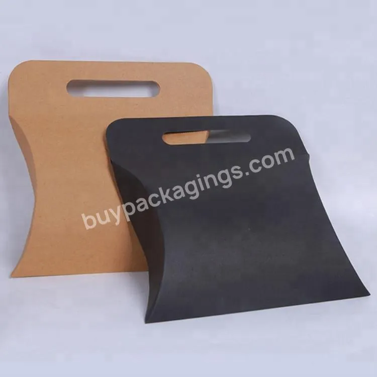 Custom Logo Kraft Paper Pillow Packing Boxes with Handle