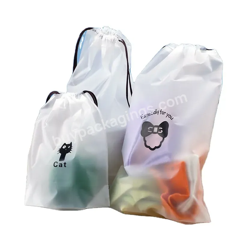 Custom Logo Large Eco Friendly Drawstring Bag Plastic Frosted Bags Packaging Poly Bag For Clothes