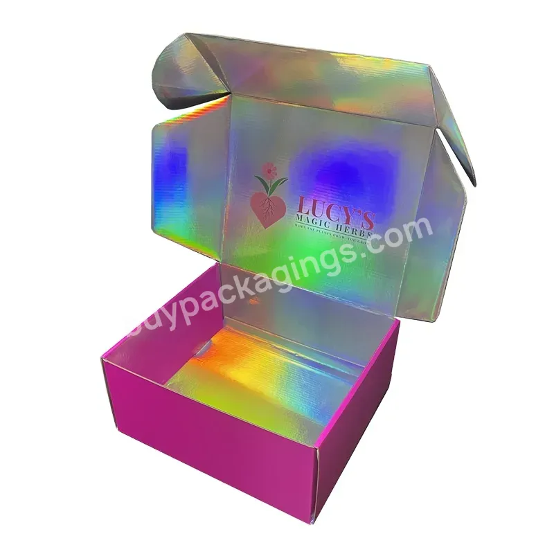 Custom Logo Laser Hologram Shipping Paper Box Gift Packaging Cardboard Mailer Box