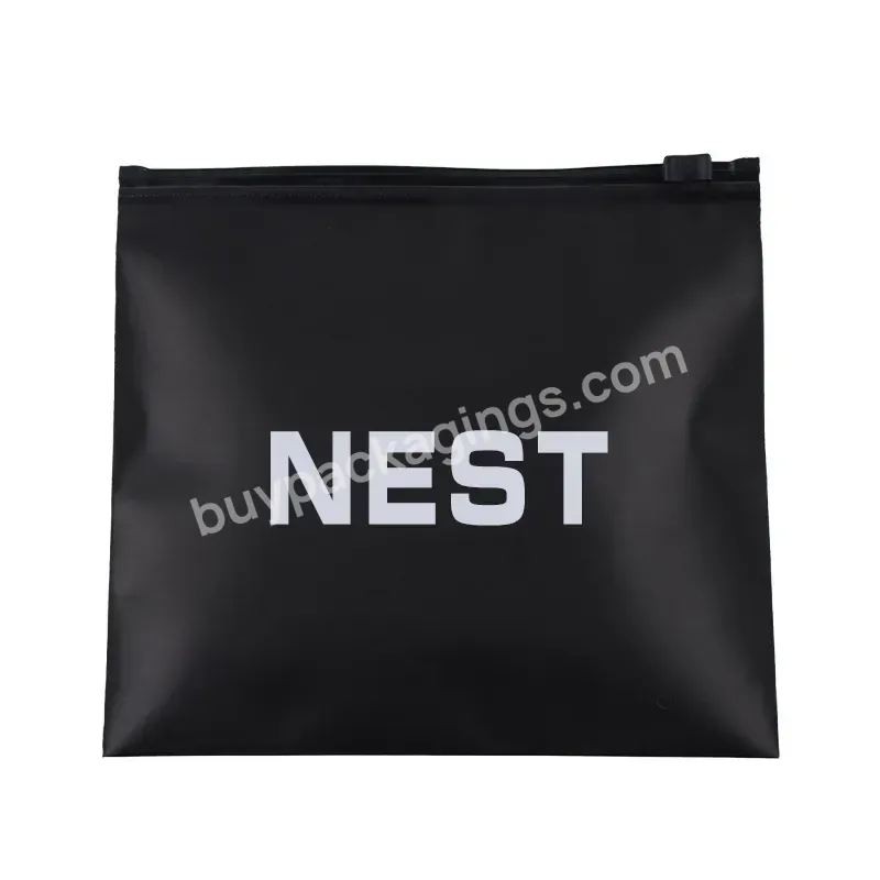 Custom Logo Light Clear Frosted Reclosable Clothing Packaging Black Zipper Bags Zip Lock Bag For Boutique