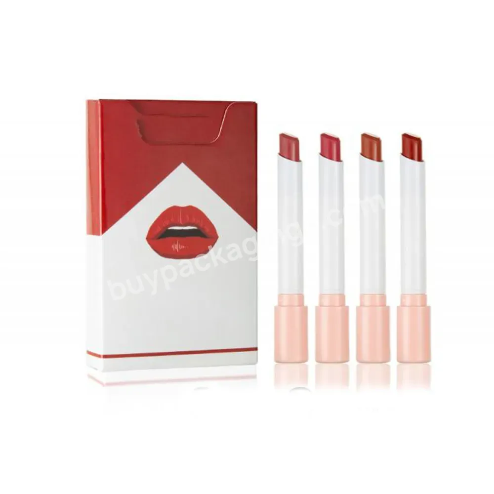 Custom Logo Lip Makeup Cigarette Boxes Cosmetics Lip Stick Cosmetics Set Packaging Box Lipsticks Cigarette Case For Lipsticks