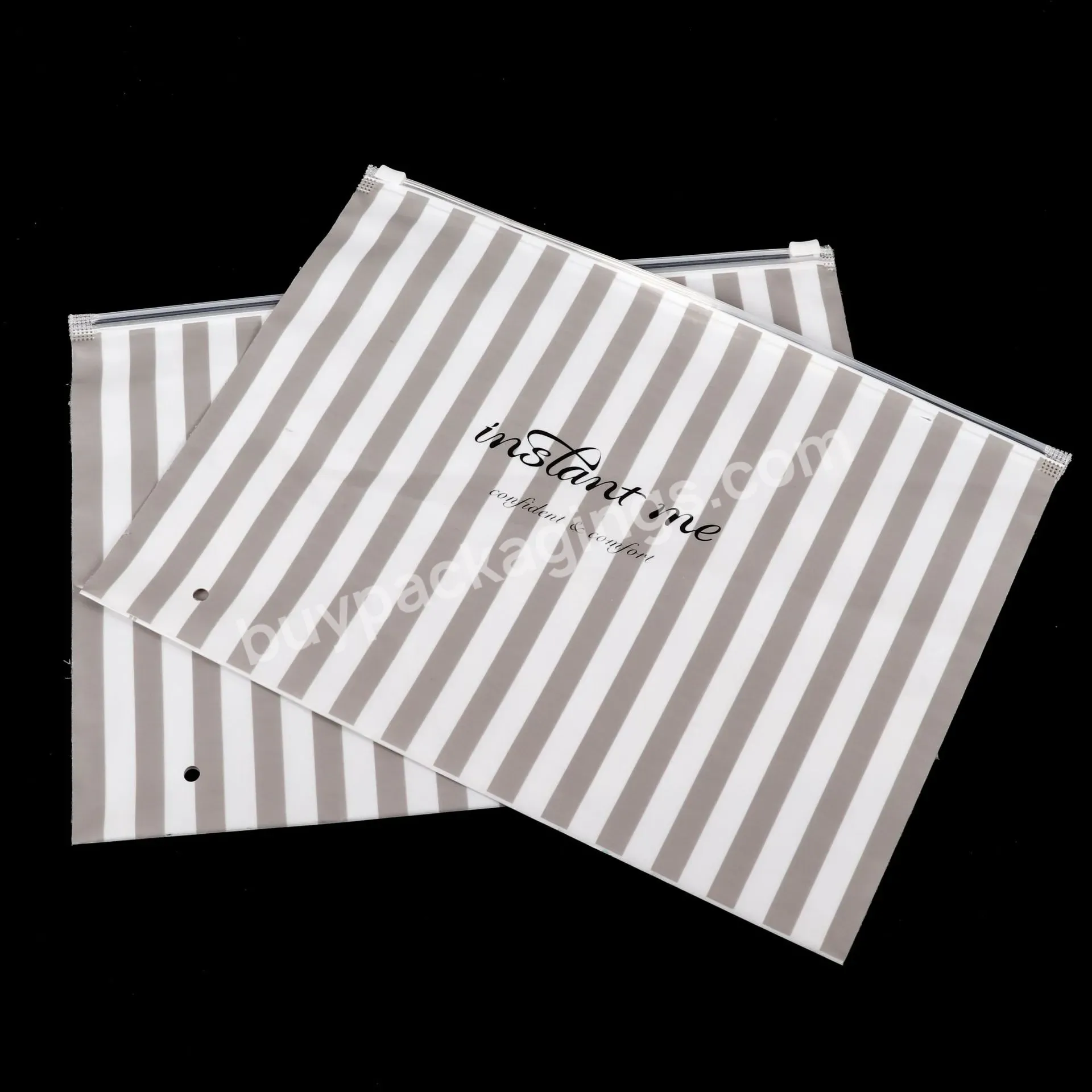 Custom Logo Long Size Printed Reusable Packaging Plastic Pvc Frosted Transparent Zipper Bag