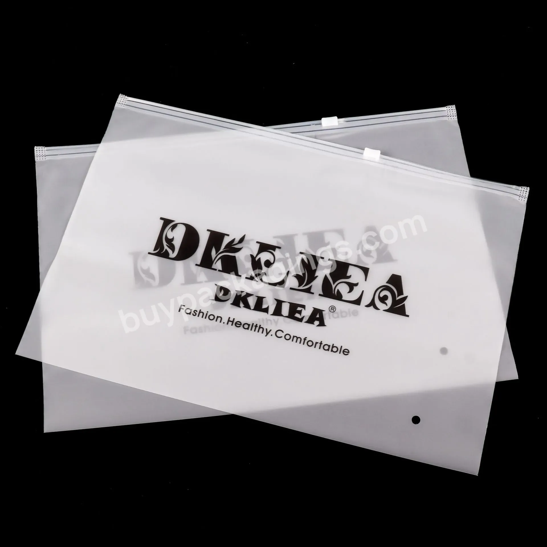 Custom Logo Long Size Printed Reusable Packaging Plastic Pvc Frosted Transparent Zipper Bag