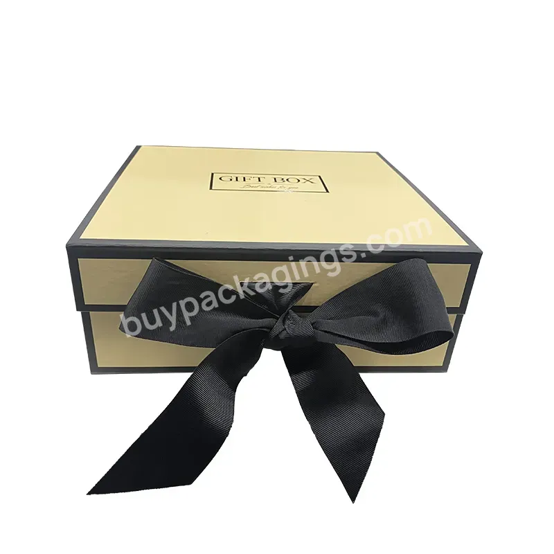 Custom Logo Luxury Cardboard Magnetic Folding Gift Box With Ribbon Closure