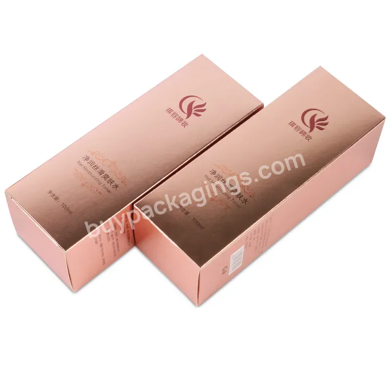 Custom Logo Luxury Cosmetic Skincare Paper Box Rose Gold Stamping Packaging