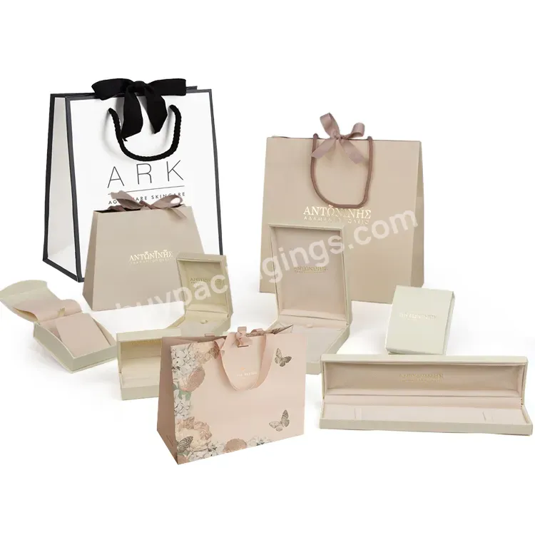 Custom Logo Luxury Designer Shopper Small Gift Retail Jewelry Packaging With Ribbon Paper Shopping Bags For Clothing