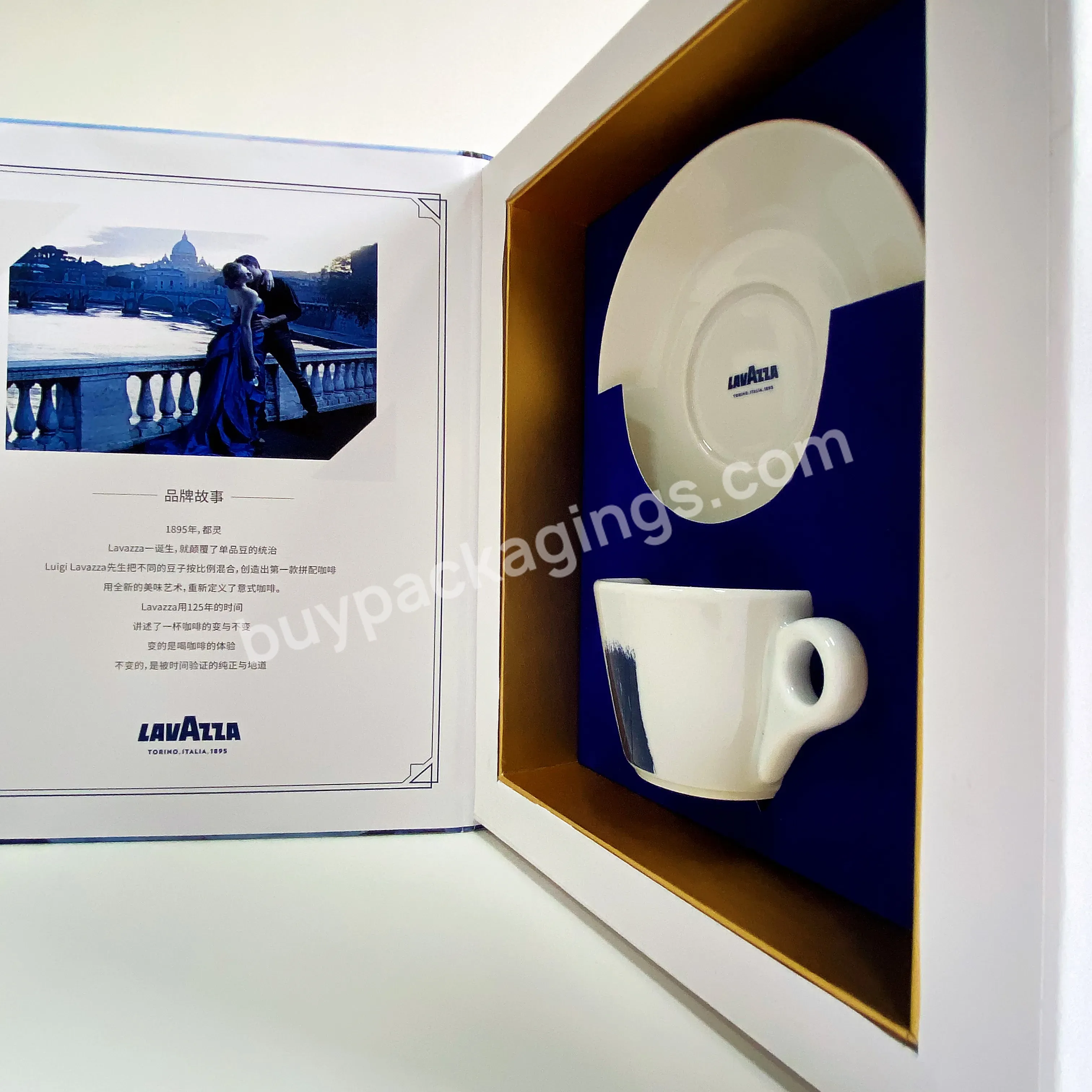 Custom Logo Luxury Fashion Cardboard Boxes White Porcelain Glass Cup Plate For Coffee Tableware Box Packaging Package
