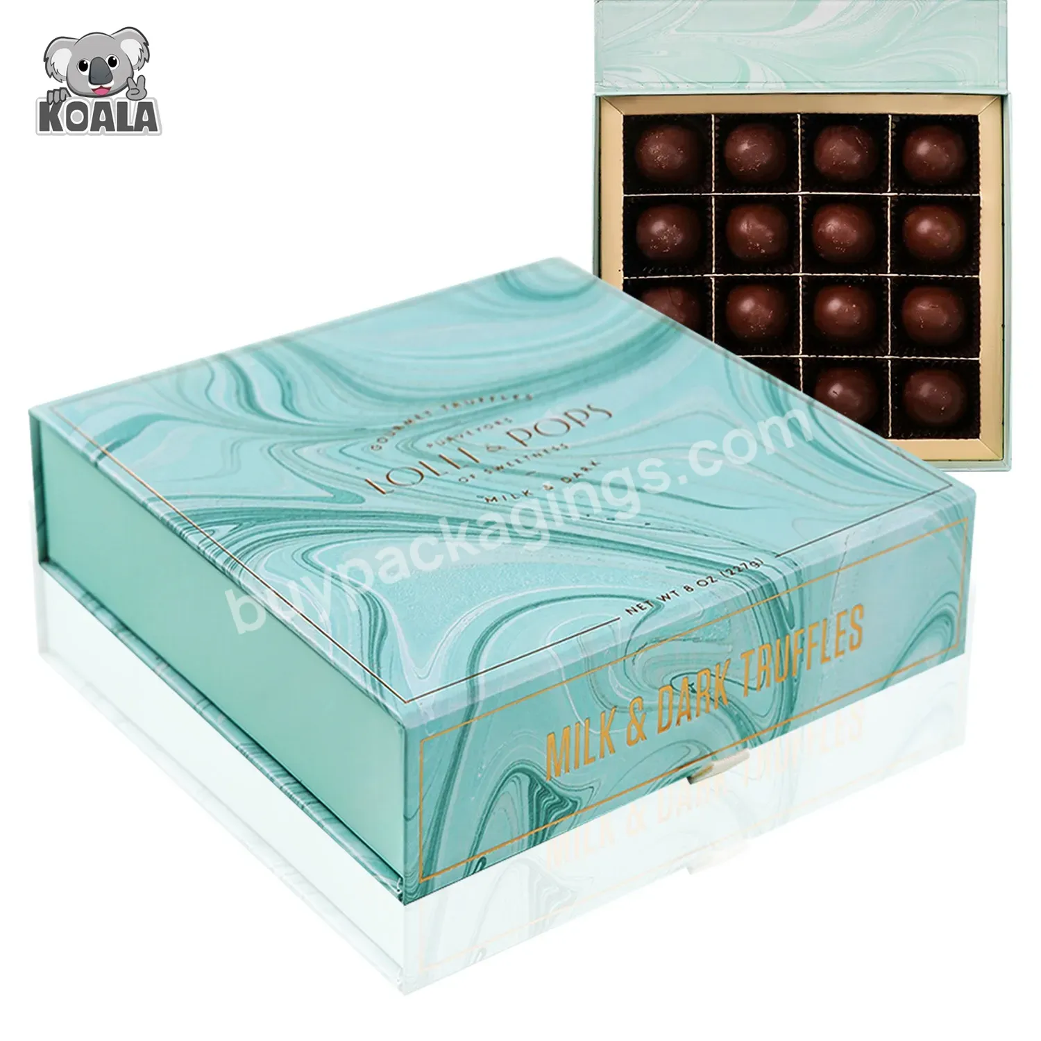 Custom Logo Luxury Food Grade Small Square Cardboard Display Chocolate Packaging Gift Box With Dividers
