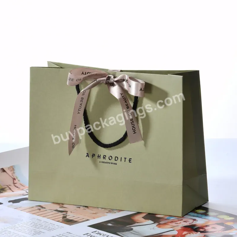 Custom Logo Luxury Gift Carry Cardboard Paper Shopping Bag With Ribbon Handle
