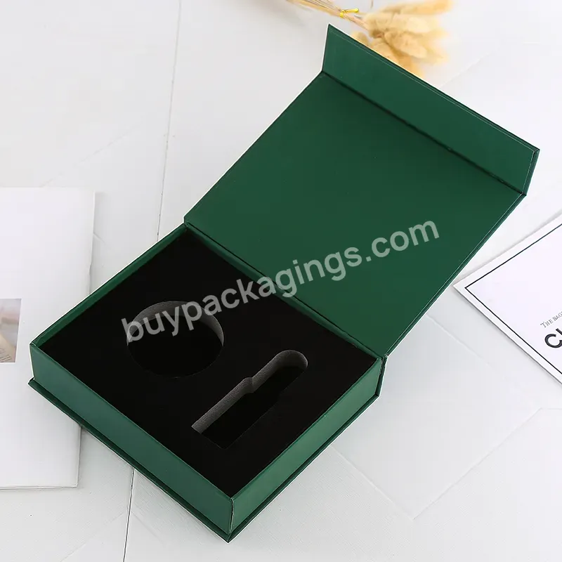 Custom Logo Luxury Green Paper Gift Magnetic Boxes For Cosmetic Bottle Set Packaging With Your Logo