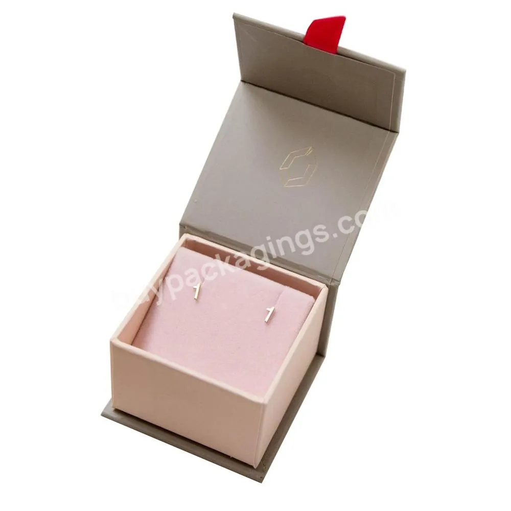 Custom Logo Luxury Magnetic Small Ring Packing Display Box Wedding Jewelry Double Ring Gift Box Packaging With Ribbon