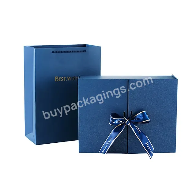 Custom Logo Luxury Men Birthday Box Gift Set Two Door Open Box Packaging With Ribbon Watch Set Men Gift Box