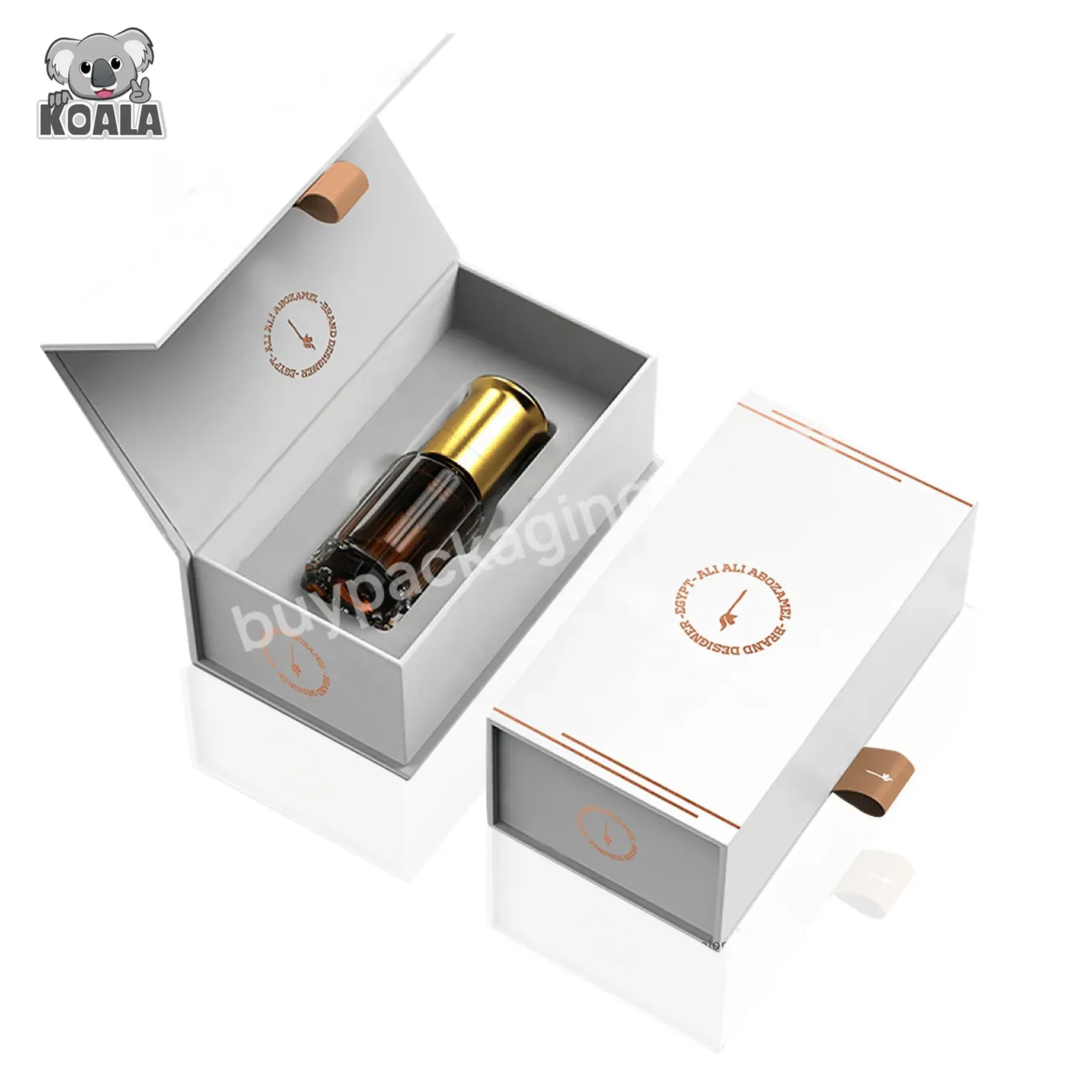Custom Logo Luxury Packaging White Print Logo Gift Box Magnetic Golden White Perfume Box