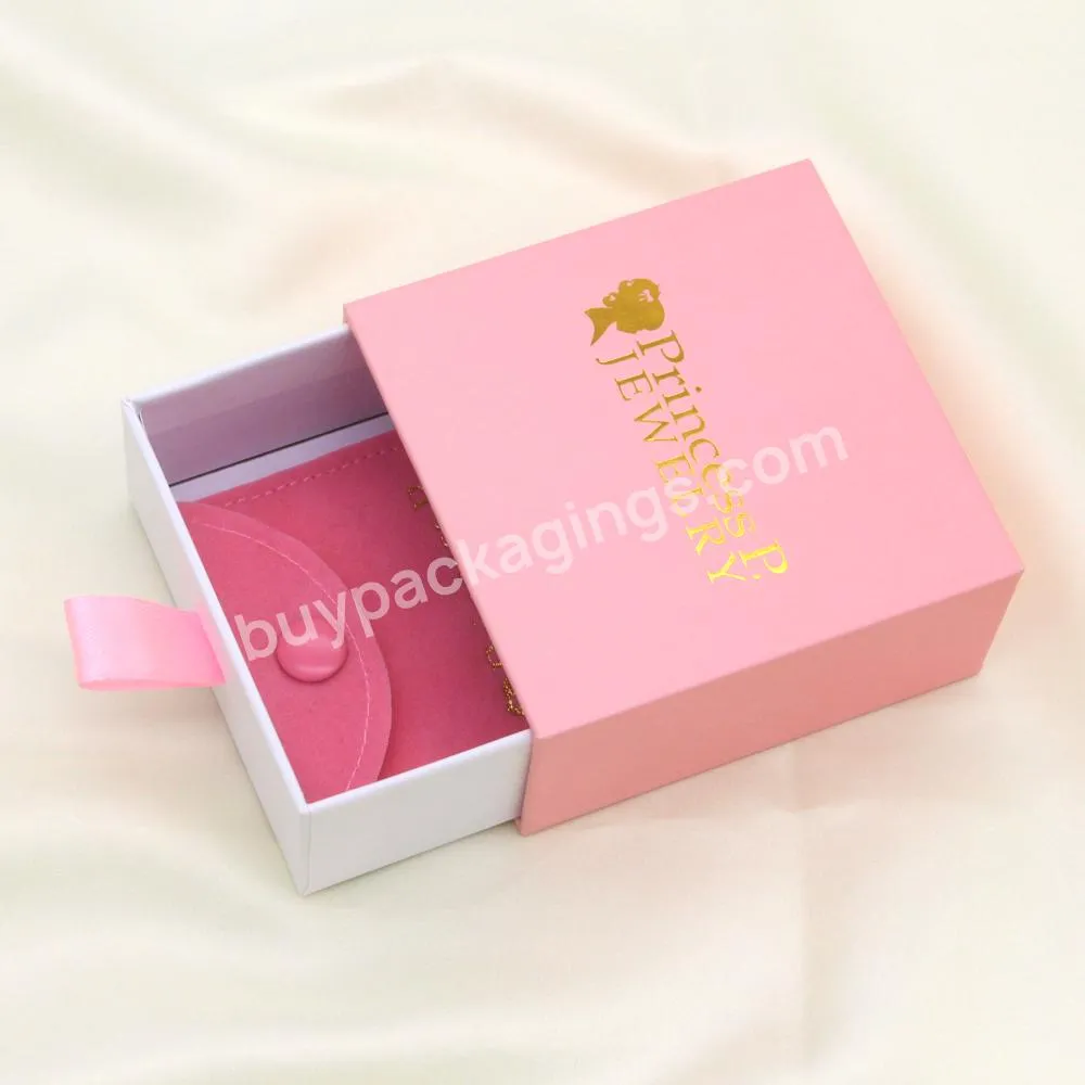 Custom Logo Luxury Paper Cardboard Small Pink Gift Packing Box Earring Packaging Jewel Jewlery Jewelry Box Packaging