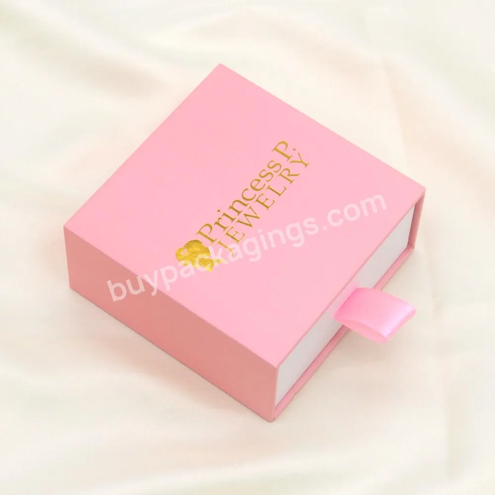 Custom Logo Luxury Paper Cardboard Small Pink Gift Packing Box Earring Packaging Jewel Jewlery Jewelry Box Packaging