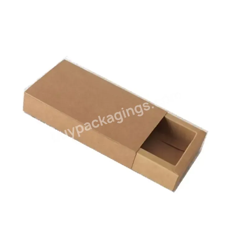 Custom Logo Luxury Rectangle Brown Kraft Paper Sliding Tea Gift Packaging Drawer Box