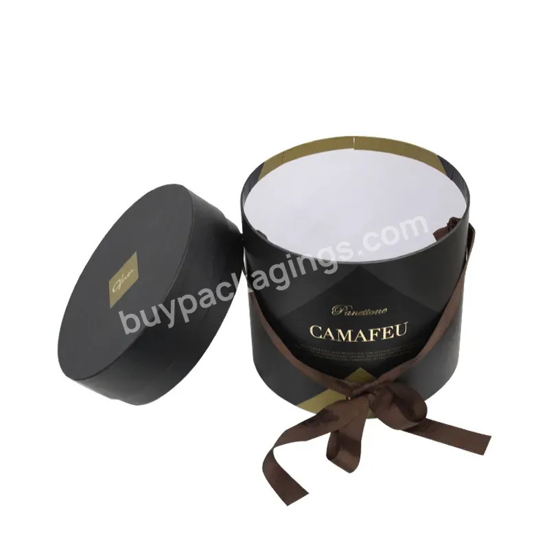 Custom Logo Luxury Round Gift Boxes Cardboard Paper Big Black Color Round Paper Box Packaging