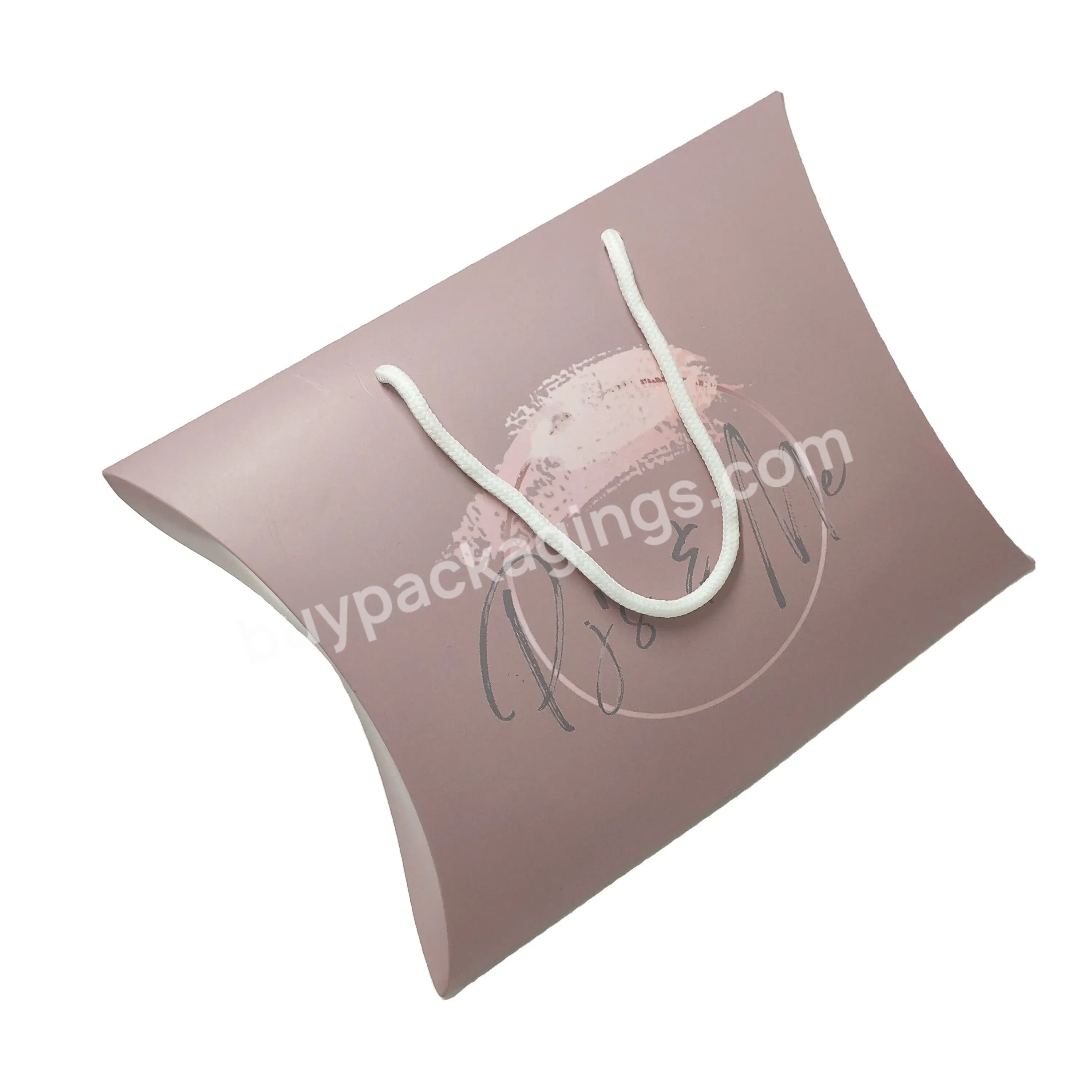 Custom Logo Luxury Small Packaging Pillow Box With Ribbon