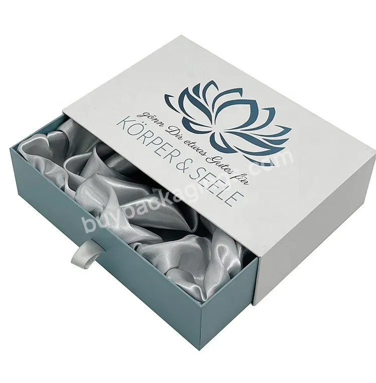 Custom Logo Luxury White Gift Packaging Drawer Cardboard Box With Satin For Wig Weave Hair Products Extensions