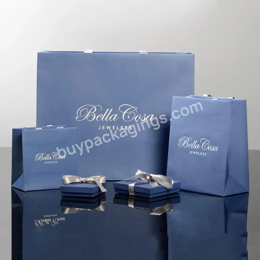Custom Logo Luxury White Jewelry Apparel Packaging Paper Gift Shopping Bag And Box Paperbag