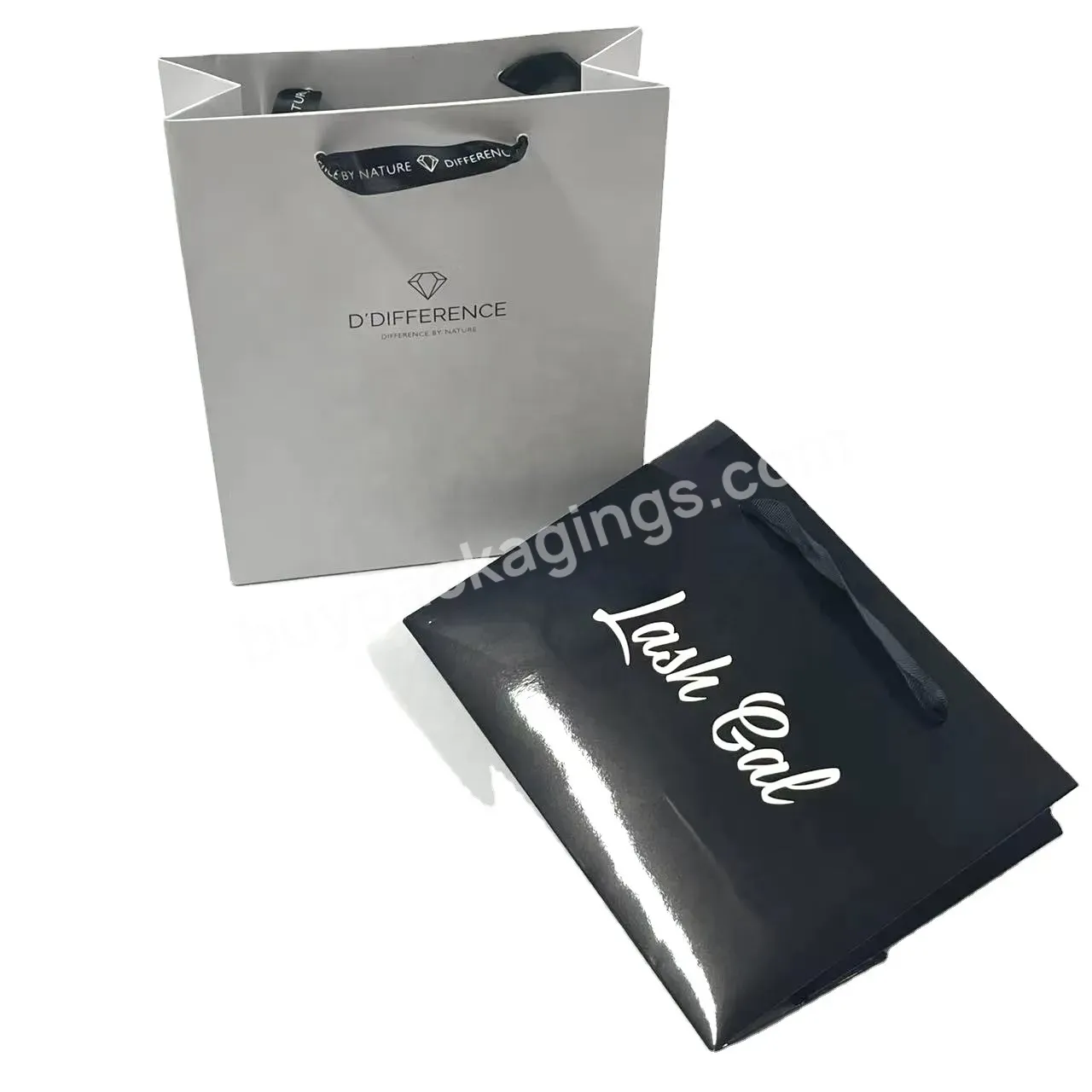 Custom Logo Luxury White Silver Card Board Art Shopping Paper Bag Cardboard Paper Gift Bag With Handles