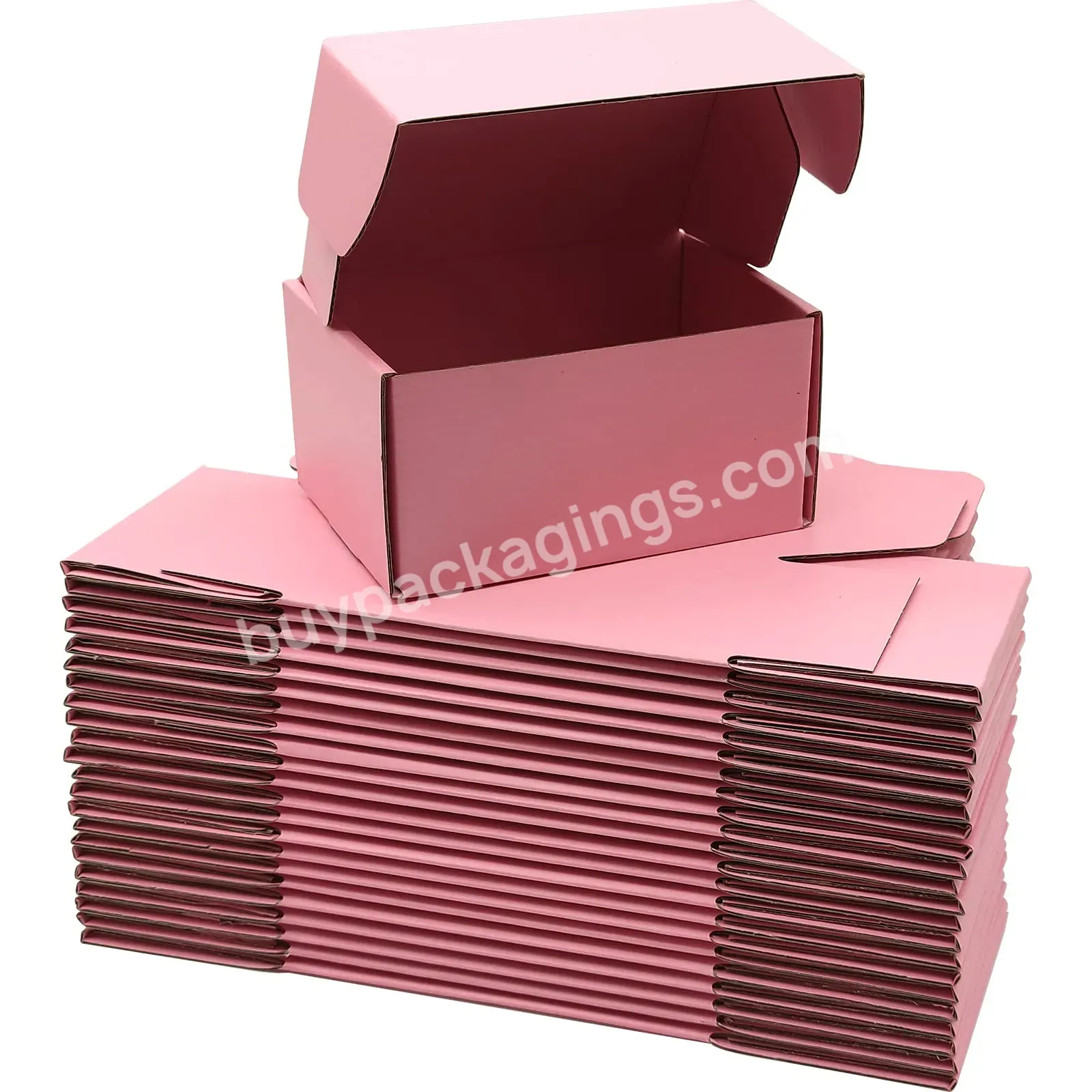 Custom Logo Mailer Corrugated Cardboard Box Cloths Pink For Packing Shipping Flap Box