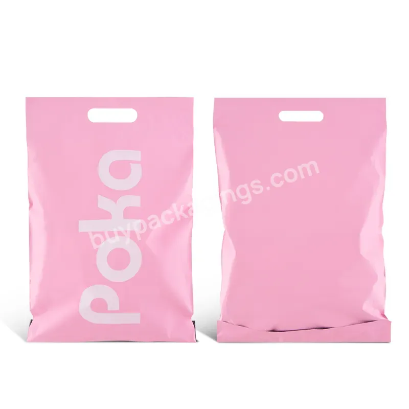 Custom Logo Matt Pink Mailer Envelope Shipping Plastic Polymailer With Handle Package Mail Bag For Shipping