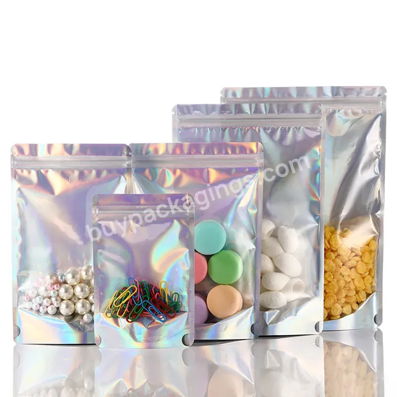 Custom Logo Matt Plastic Snack Food Bag Printing Holographic Pouch Hologram Zip Lock Bag