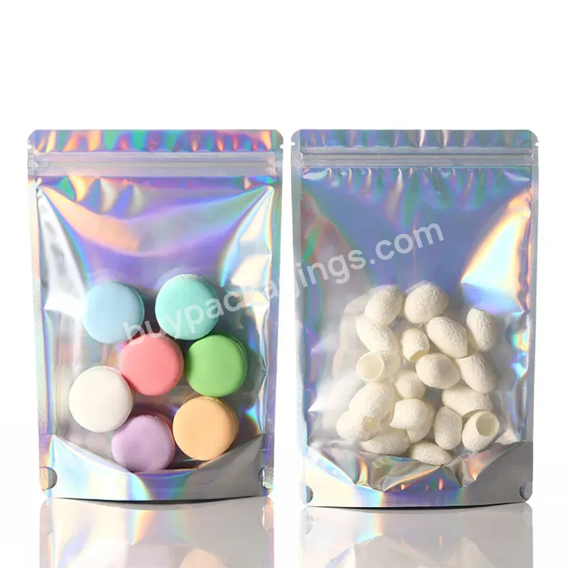 Custom Logo Matt Plastic Snack Food Bag Printing Holographic Pouch Hologram Zip Lock Bag