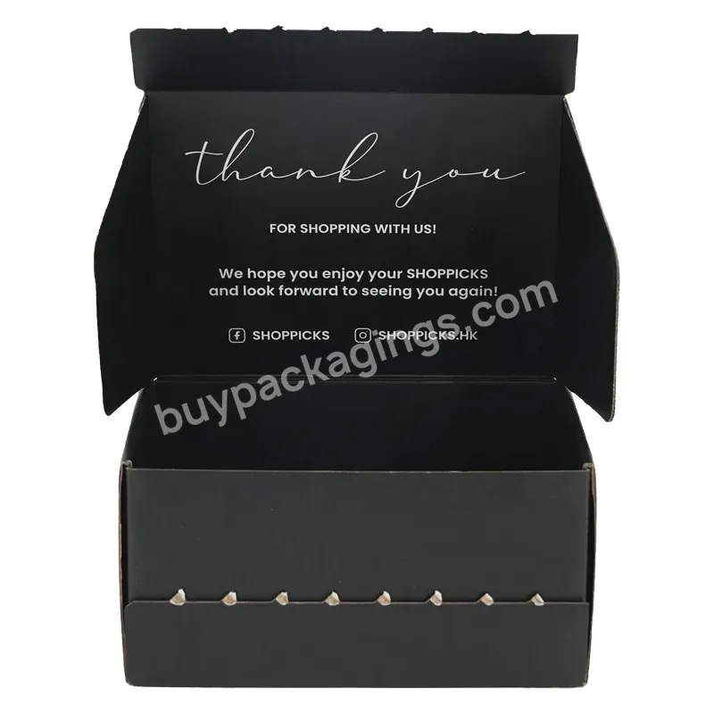Custom Logo Matte Black Paper Packing Box Heavy Duty Corrugated Custom Shipping Box With Tear Off Strip