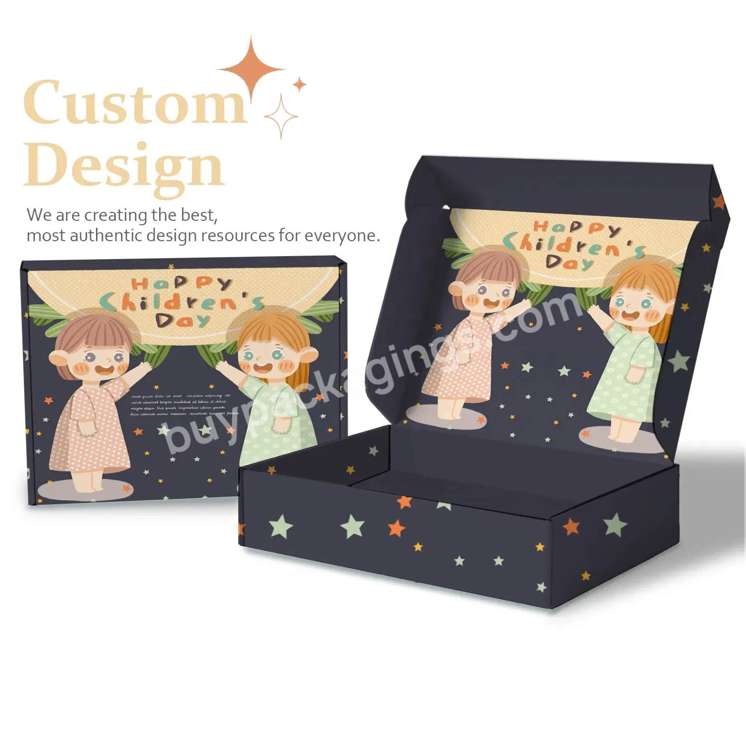 Custom Logo Multi Color Printed Popular Corrugated Board Foldable Children Kids Book Mailer Box