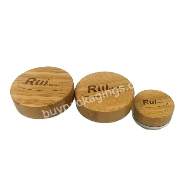 Custom Logo New Big Size Natural Bamboo Cover Screw Caps / Plastic Screw Lid With Bamboo For Cosmetic For Glass Cream Jars