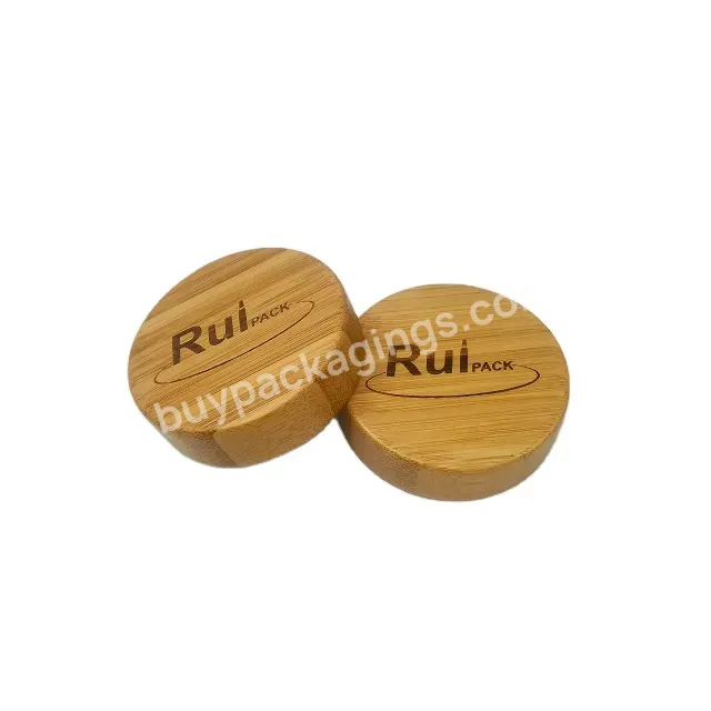 Custom Logo New Big Size Natural Bamboo Cover Screw Caps / Plastic Screw Lid With Bamboo For Cosmetic For Glass Cream Jars