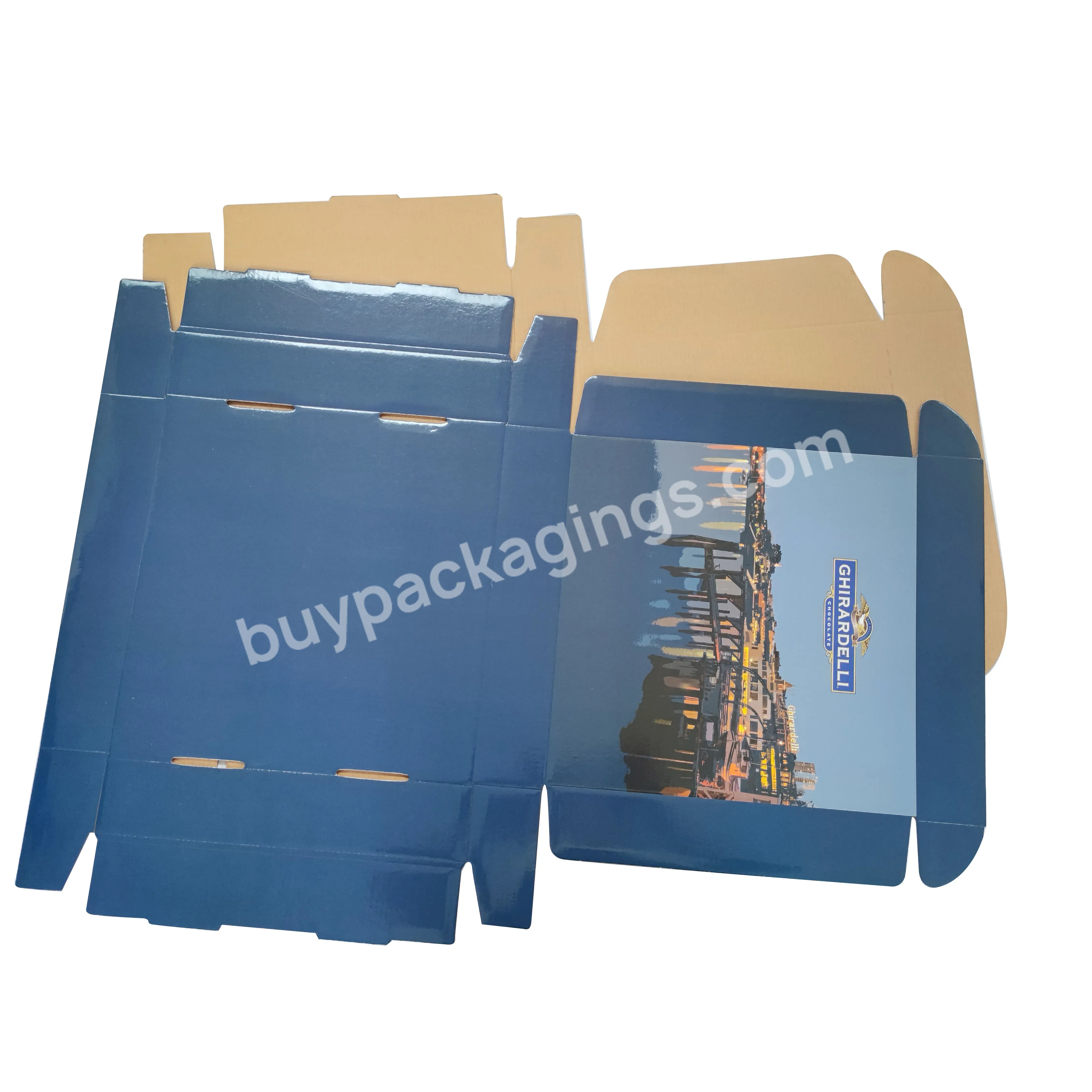 Custom Logo Packaging Cardboard Carton Mailer Boxes Wedding Dress Medium Clothing Corrugated Navy Blue Packaging Box