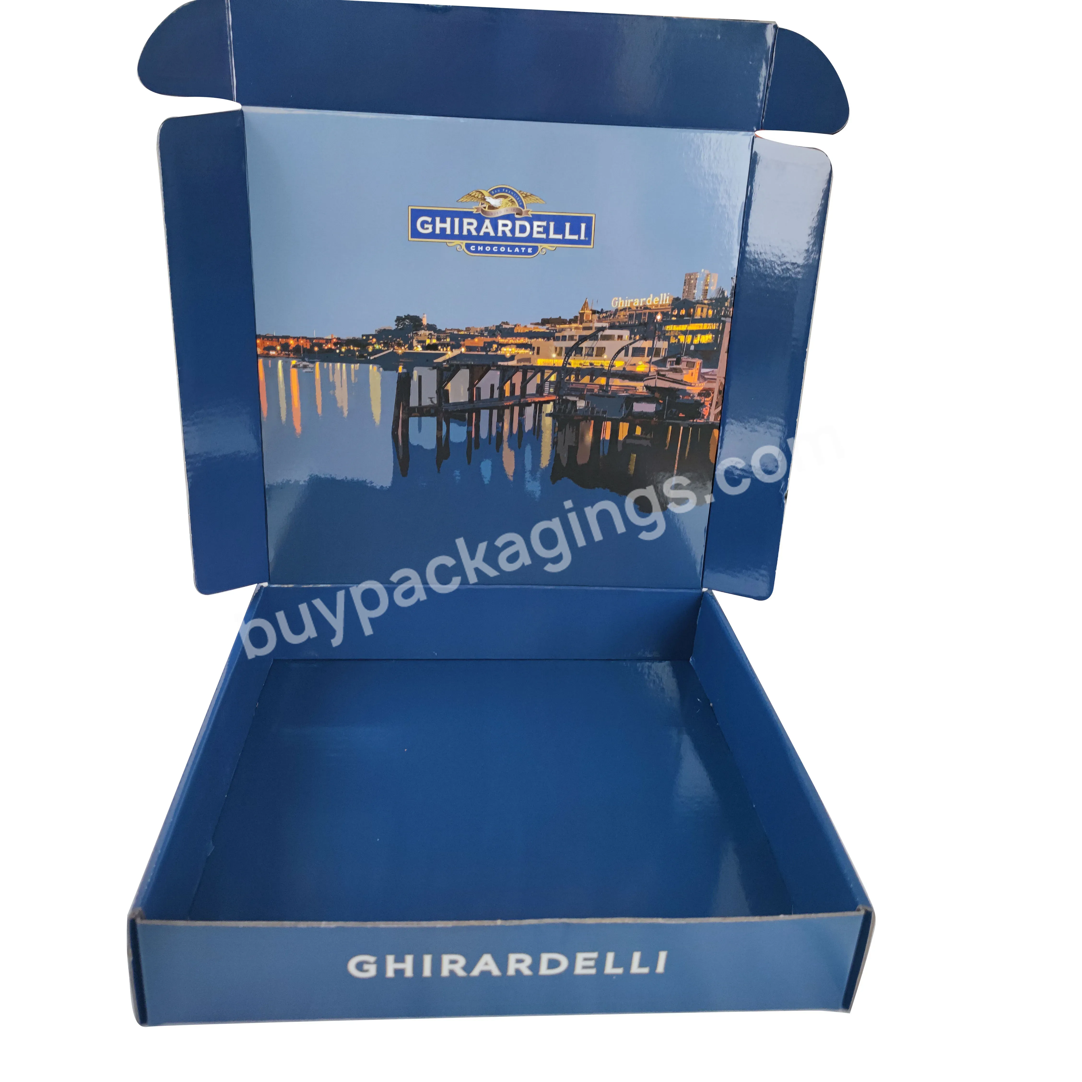 Custom Logo Packaging Cardboard Carton Mailer Boxes Wedding Dress Medium Clothing Corrugated Navy Blue Packaging Box