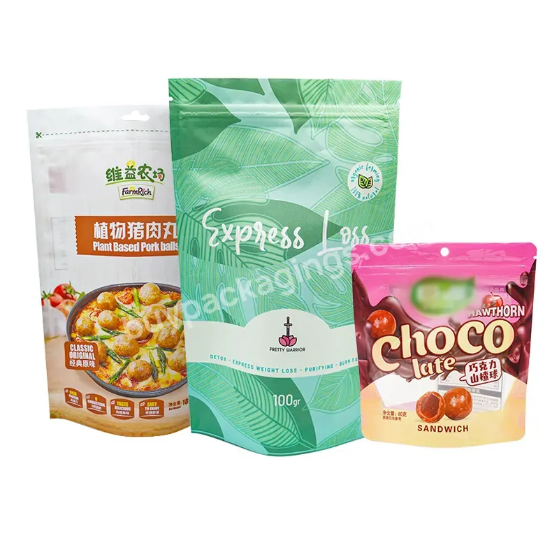 Custom Logo Packaging Eco Friendly Plastic Zipper Laminated Mylar Pouches Printed Stand Up Zip Lock Bag With Window