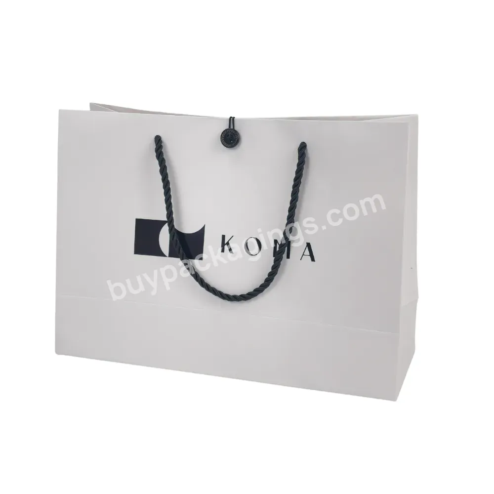 Custom Logo Paper Shopping Clothes Bag With Ribbon Handle And Botton For Clothes And Shoes Packaging