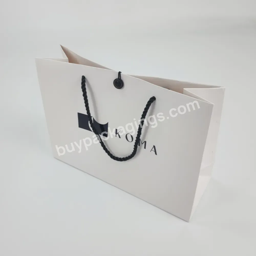 Custom Logo Paper Shopping Clothes Bag With Ribbon Handle And Botton For Clothes And Shoes Packaging