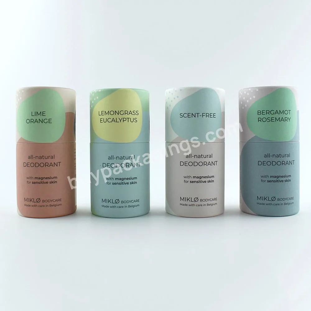 Custom Logo Paperboard Container Cylinder Natural Biodegradable Cardboard Push Up Paper Tubes Deodorant Packaging