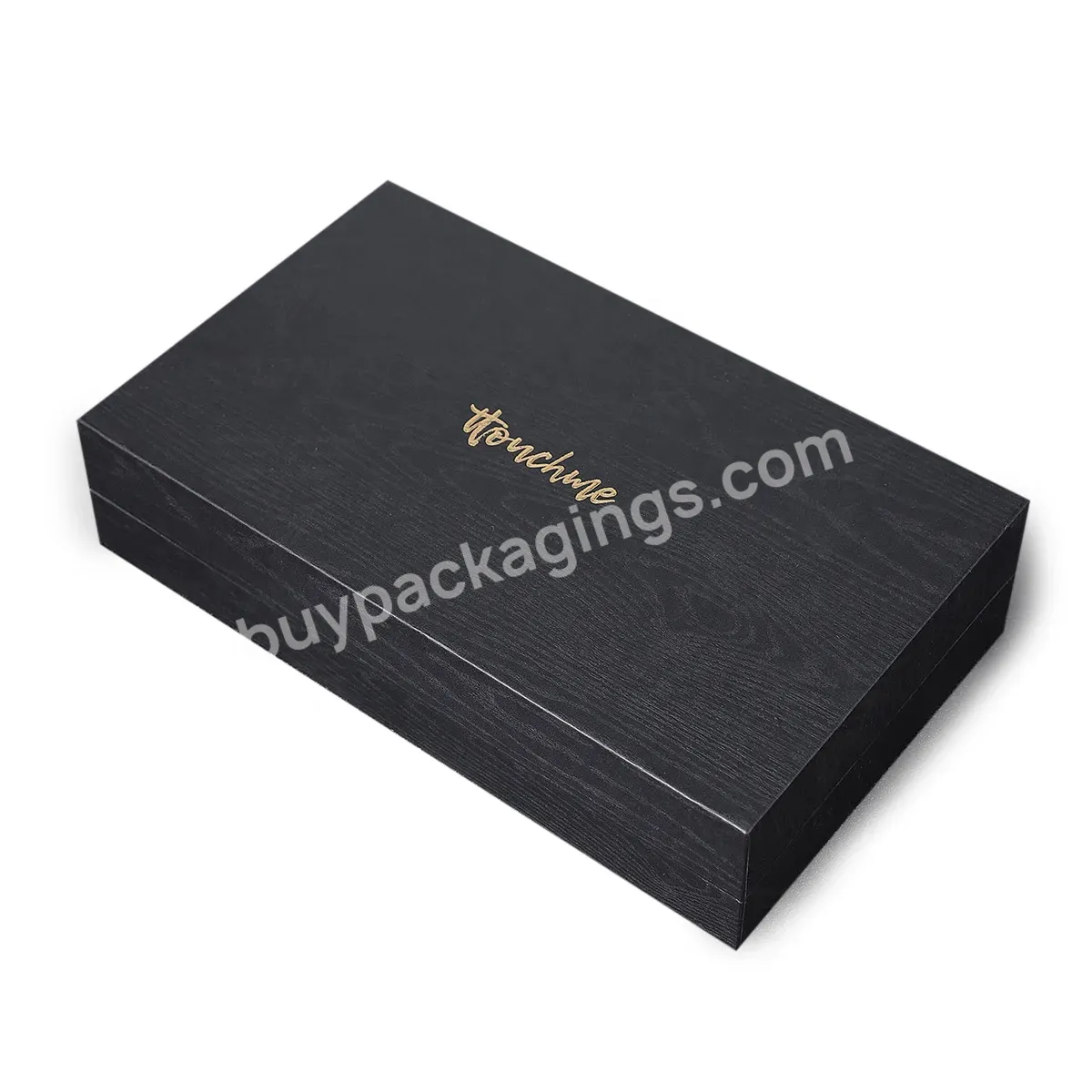 Custom Logo Perfume Paper Packaging Ribbon Handle Spot Uv Black Book Shape Box