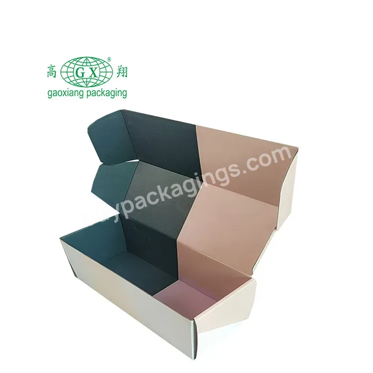 Custom Logo Pink Black Printing Corrugated Paper Mailers Gift Box Clothing Shipping Carton Shoe Box Packaging