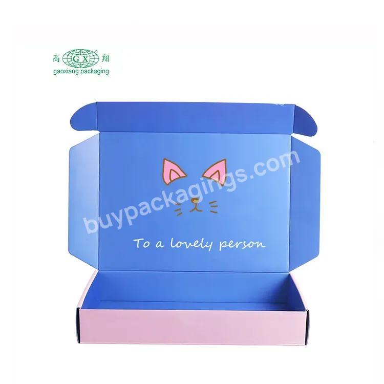 Custom Logo Pink Black Printing Corrugated Paper Mailers Gift Box Clothing Shipping Carton Shoe Box Packaging