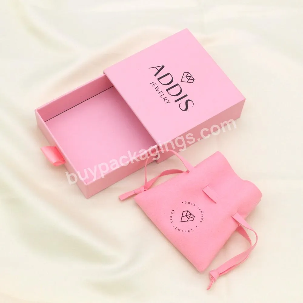 Custom Logo Pink caja para joyas Jewellery Display Gift Box Jewellery Box Packaging